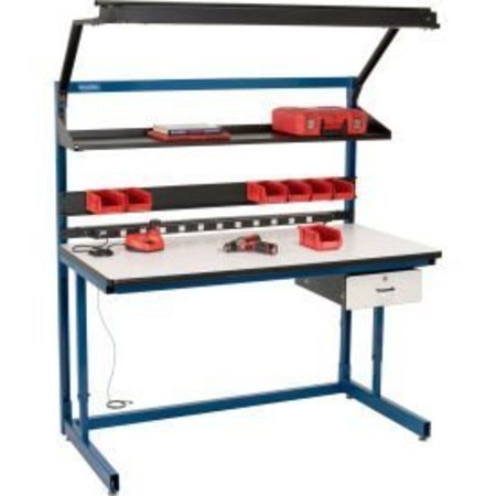 PRO LINE Global Industrial„¢ Bench-In-A-Box Cantilever Workbench, ESD Laminate Top, 60"Wx30"D, Blue BIB20